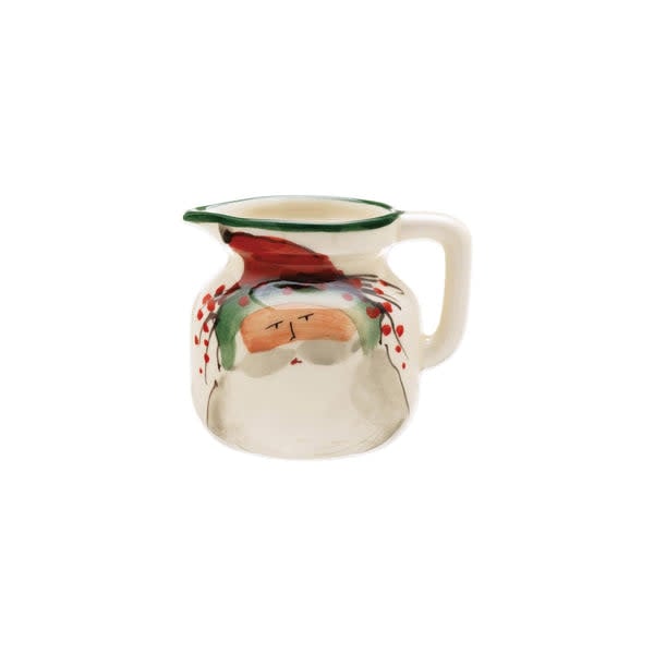 White earthenware Old St. Nick creamer with handpainted artisan designs by Alessandro Taddei.