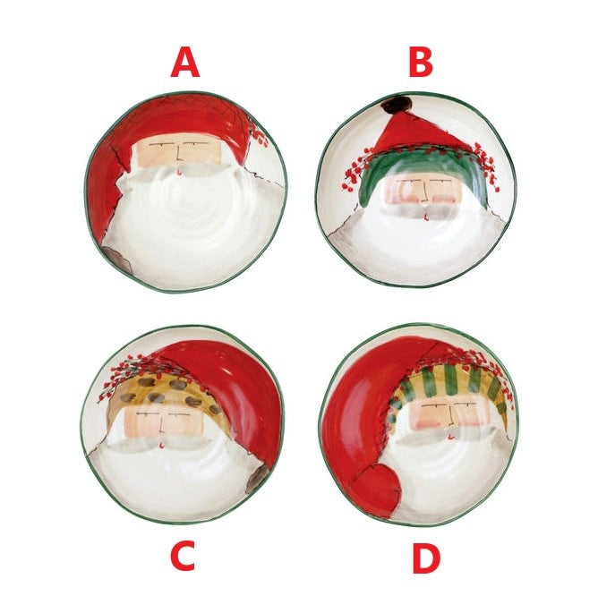 White earthenware pasta bowl featuring Old St. Nick Babbo Natale Santa Claus illustration