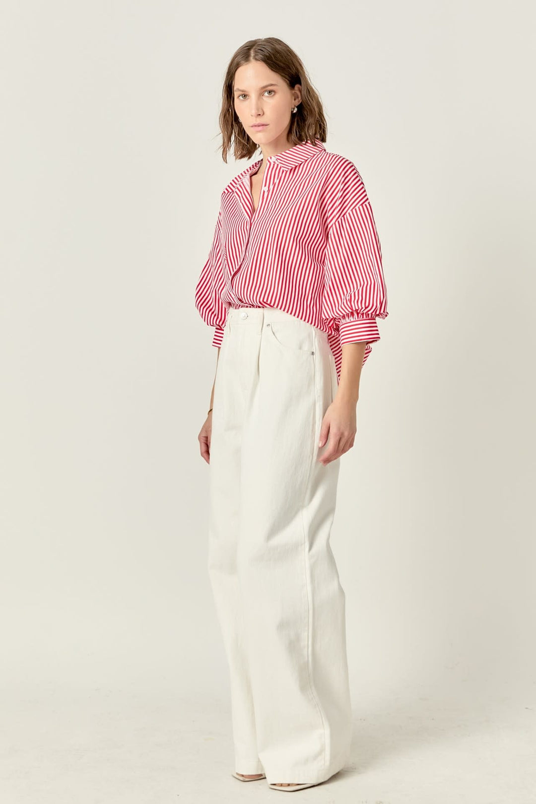 Olivia Striped Balloon Sleeves Shirt