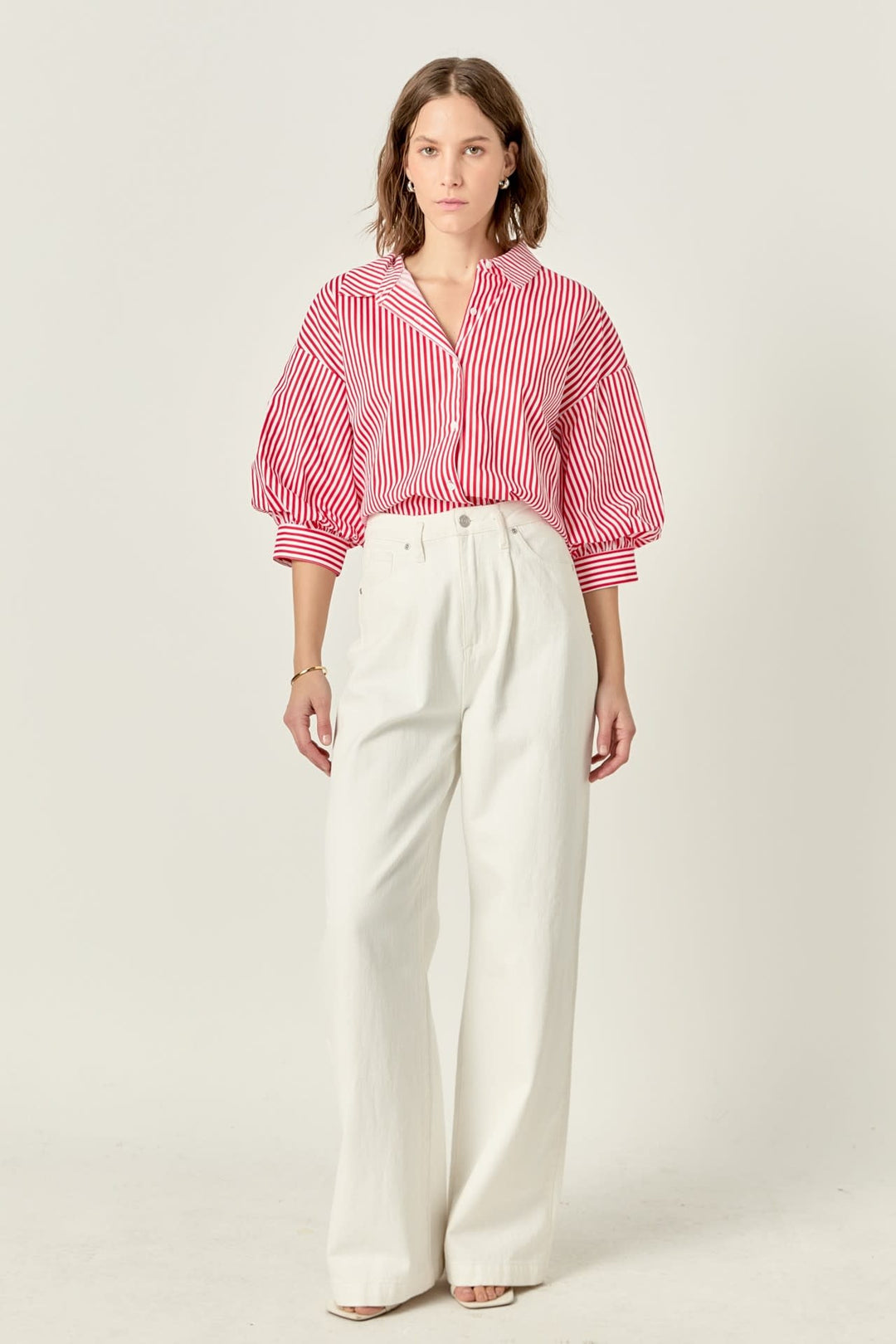 Olivia Striped Balloon Sleeves Shirt