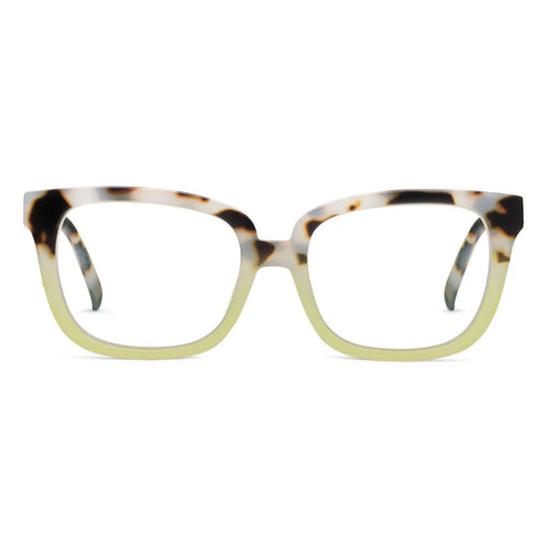 Athens sunglasses with square matte blue frames featuring peepers lenses.
