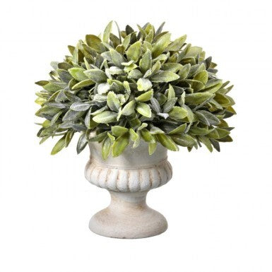 9" Flocked Sage Dome Topiary