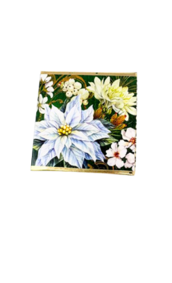 Sparkling Winter Berries small soap bar with white poinsettia and floral holiday design.
