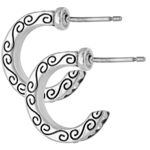 Silver plated mini hoop earrings featuring a fine quality crystal drop.