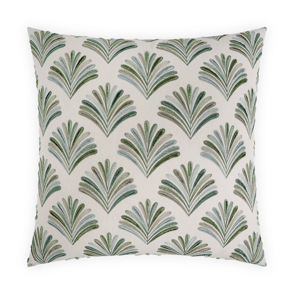Aruba Pillow with polyester cotton front featuring embroidery on a neutral background.