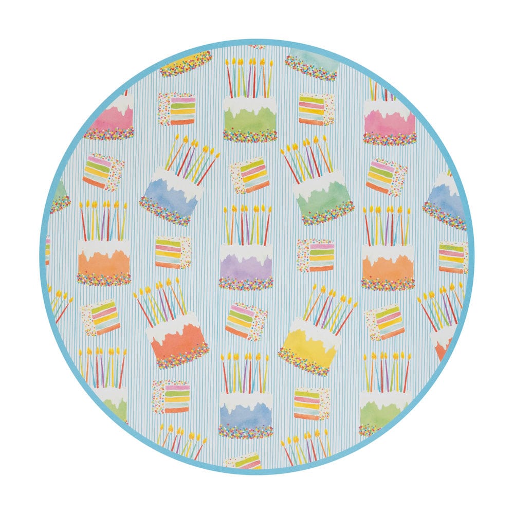 Round paper placemat with a clean white finish.