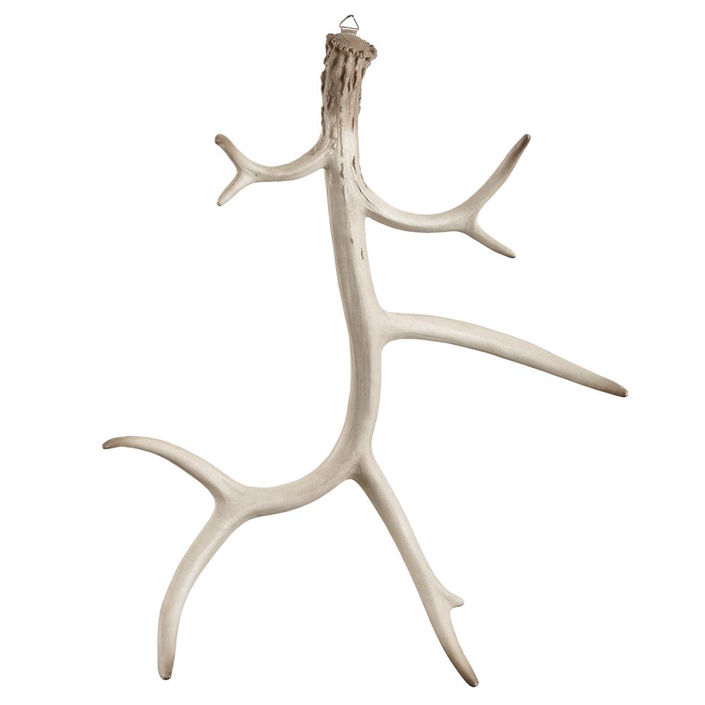 Gray antler wall decor made of resin and limepowder with a natural branch silhouette.