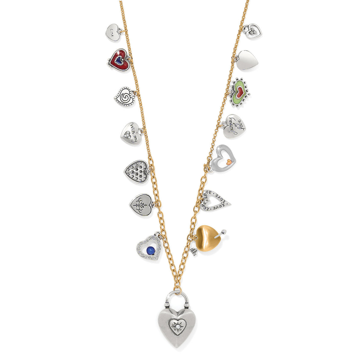 One Heart long necklace with adjustable two-tone enamel heart pendant on a sleek chain.