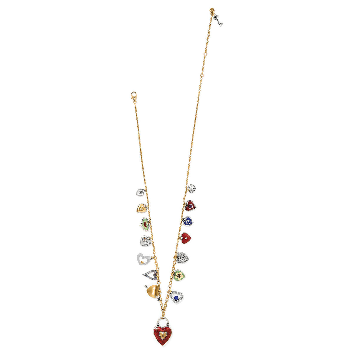 One Heart Long Necklace with two-tone enamel heart pendant on a 24- to 28-inch adjustable chain.