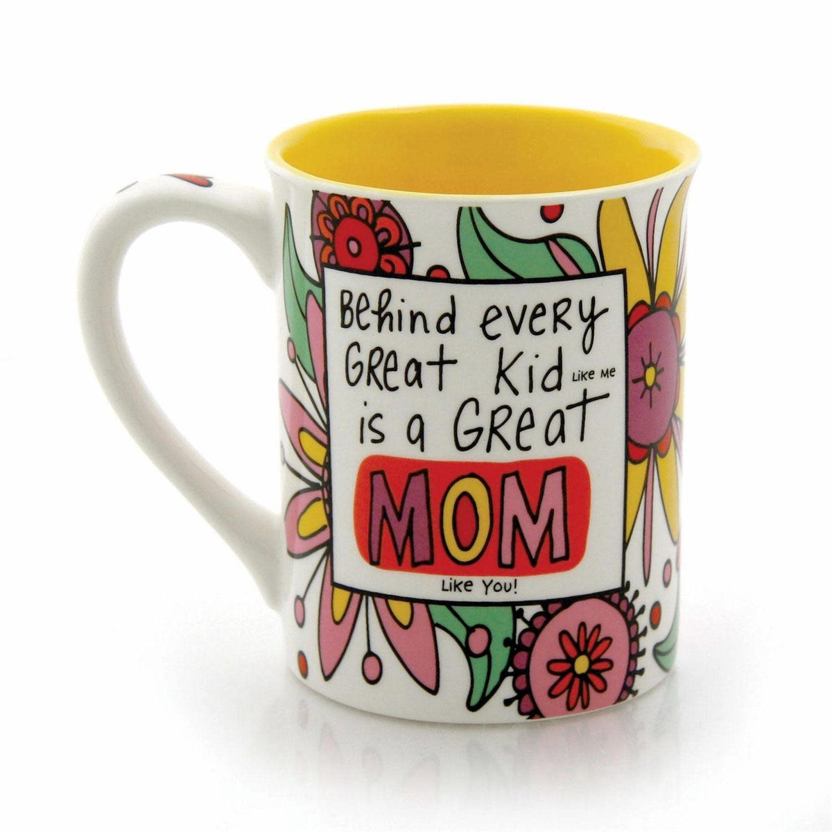 Onim mug in stoneware with black rim text reading 'Mom the Original' and a smiling face design.