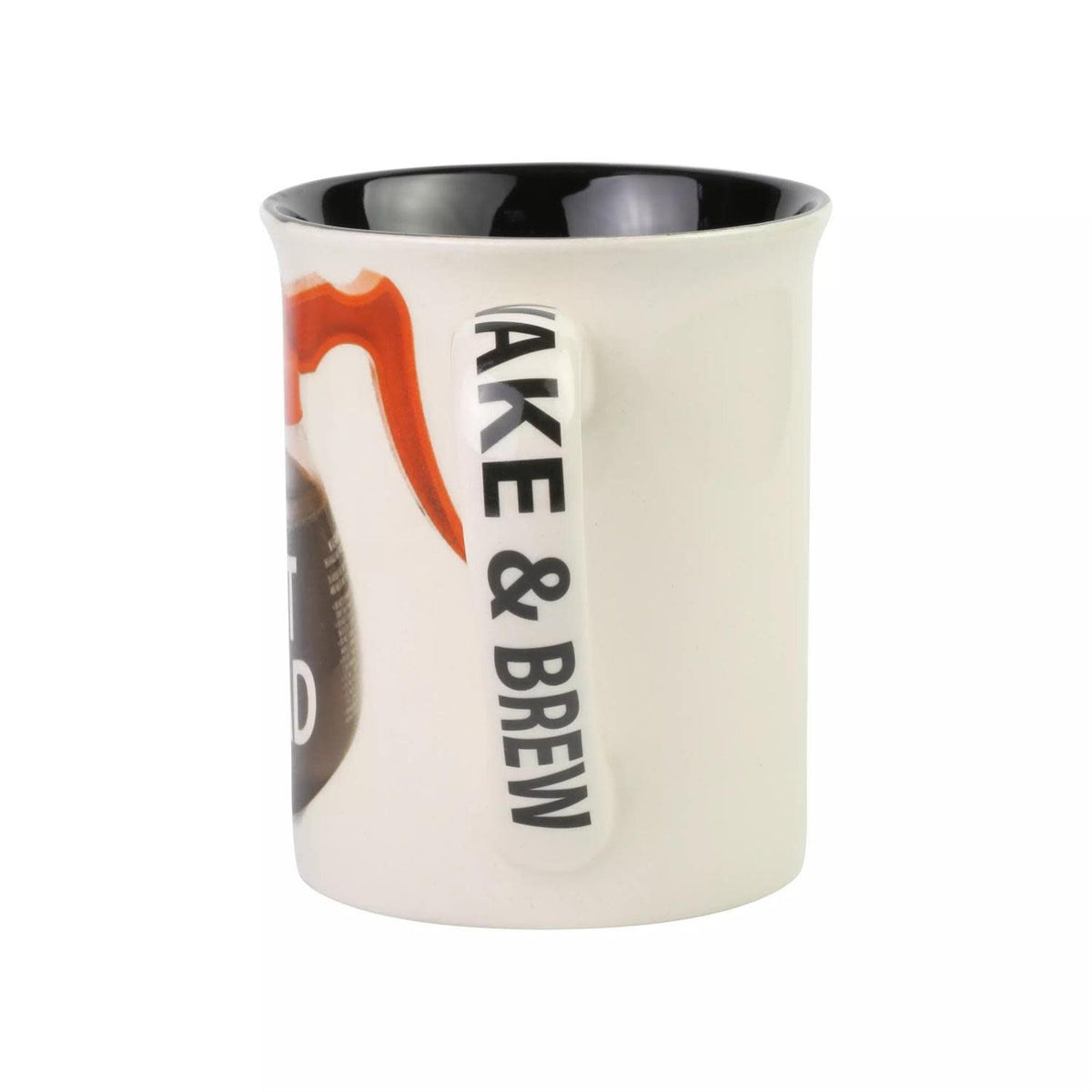 Onim mug in black stoneware featuring a white pot head graphic on the front.