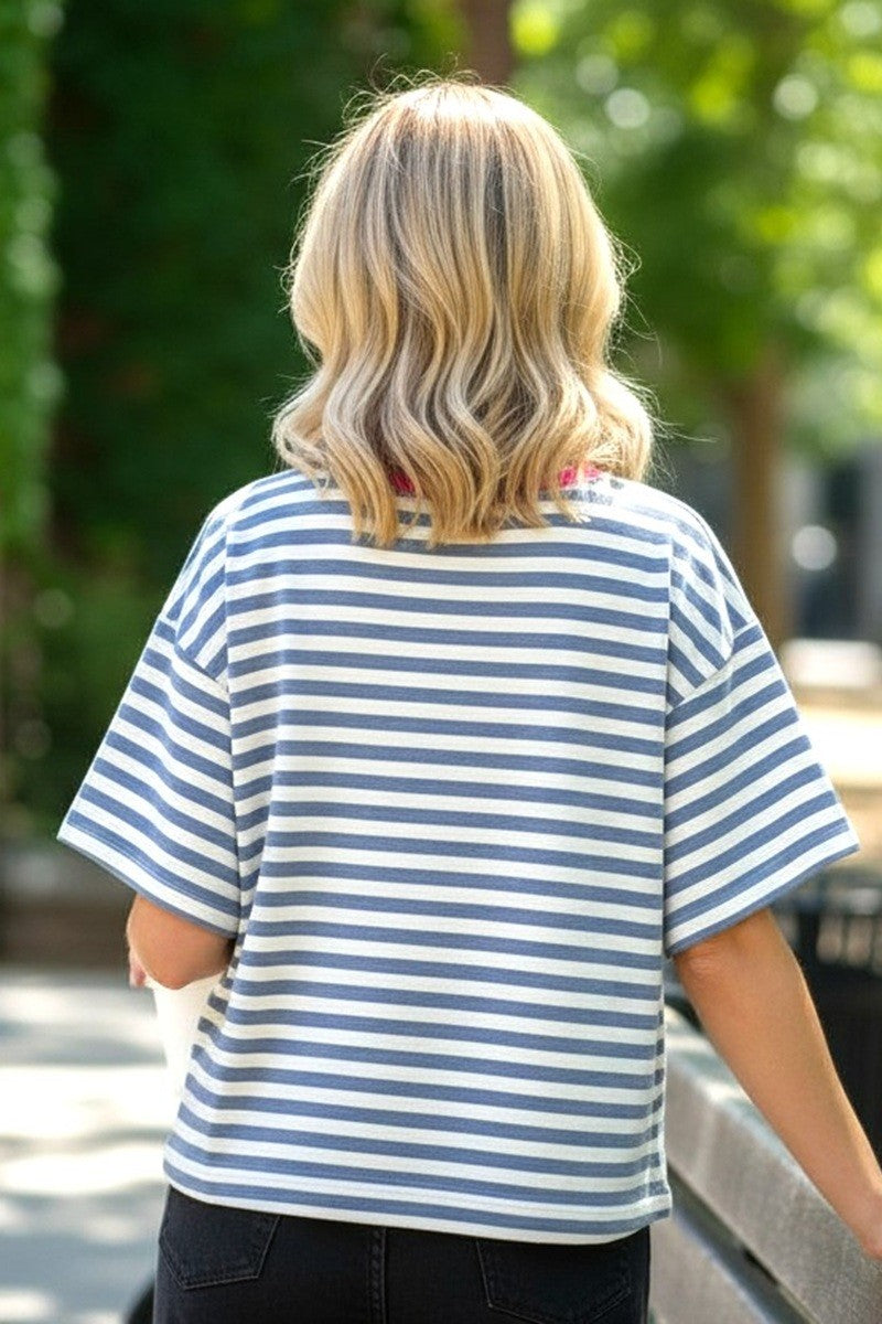 Avery Oversized Terry Stripe Top