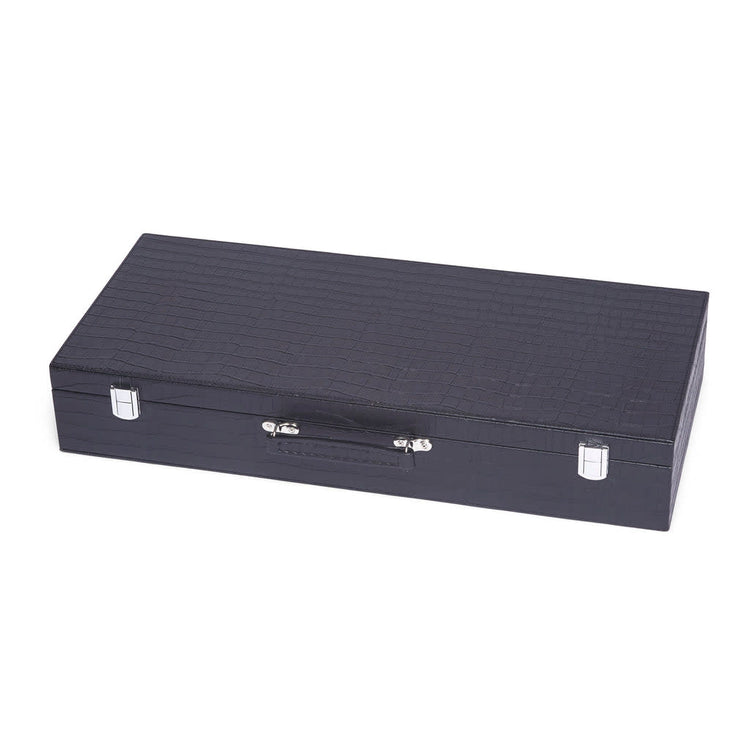 Onyx Mahjong set in a portable case with Croc vegan leather exterior.