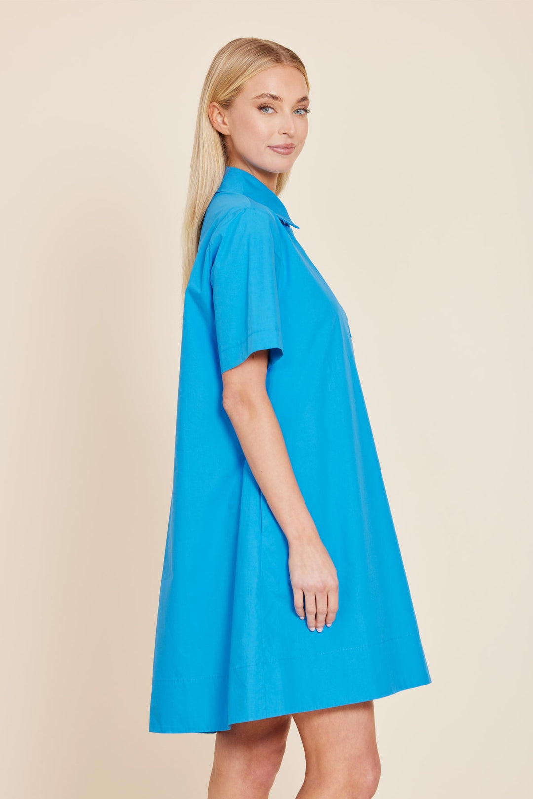 Chloe Poplin Shirt Dress with Back Inverted Pleat