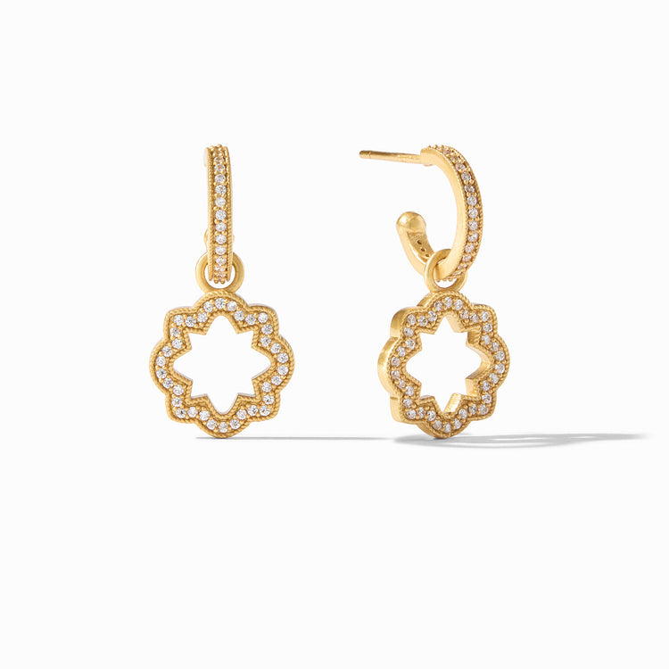 Odette hoop earring with charm in gold plate featuring clear cubic zirconia stones.