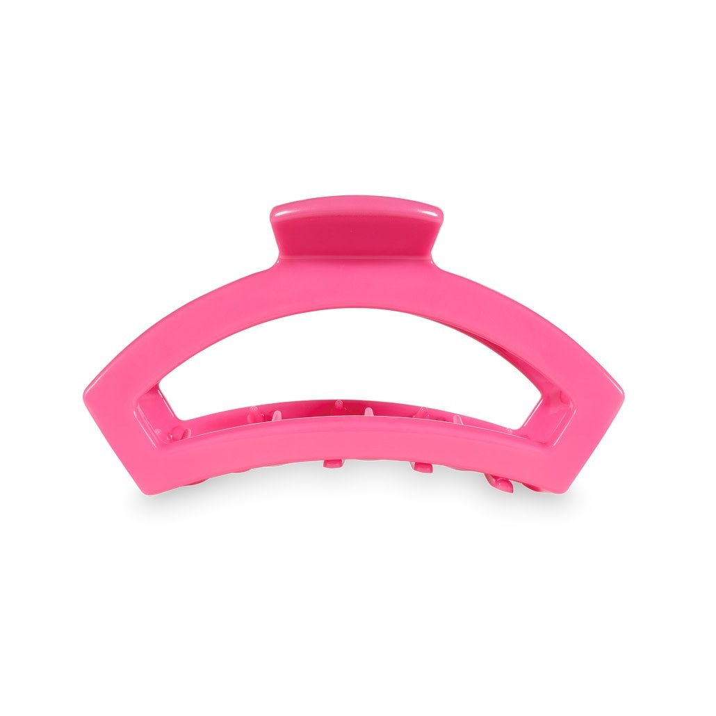 Medium open-style hair clip in paradise pink with bendable teeth