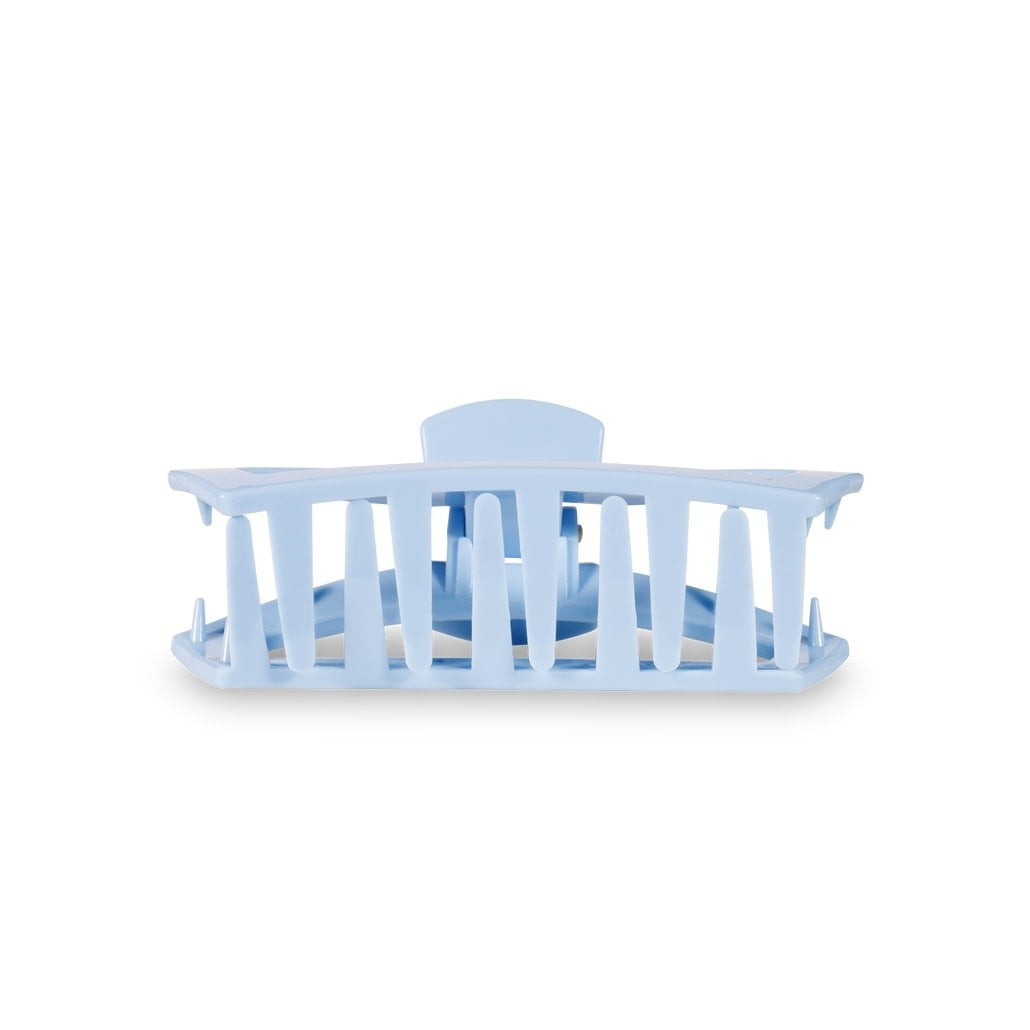 Medium open-style hair clip with bendable teeth in natural finish