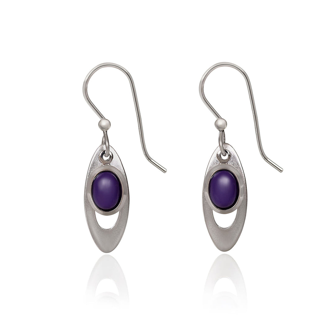 Open Long Oval with Cabochon Earrings