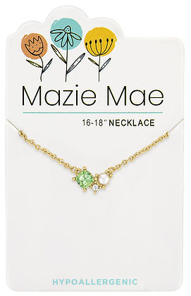 Gold Erinite and pearl cluster necklace with secure clasp closure