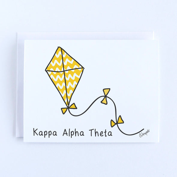 Packaging for Sorority Notecards featuring a Greek letter pattern on white cardstock.