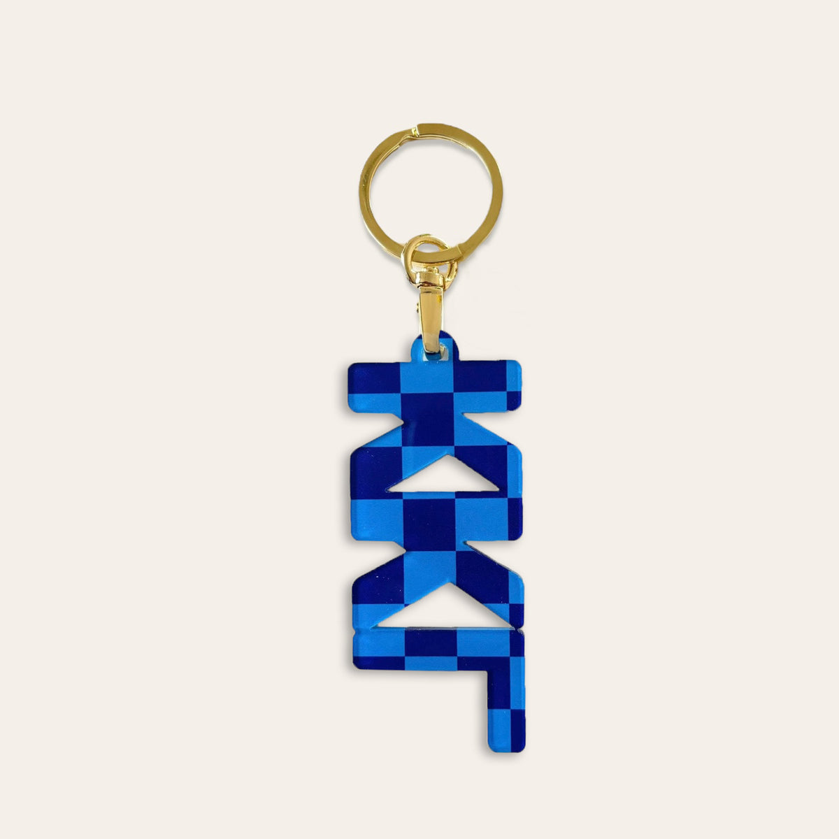 Acrylic sorority Greek letter keychain with a clear finish.