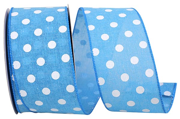 Aspirin Dot Linen wired edge trim in white with a subtle dot pattern.