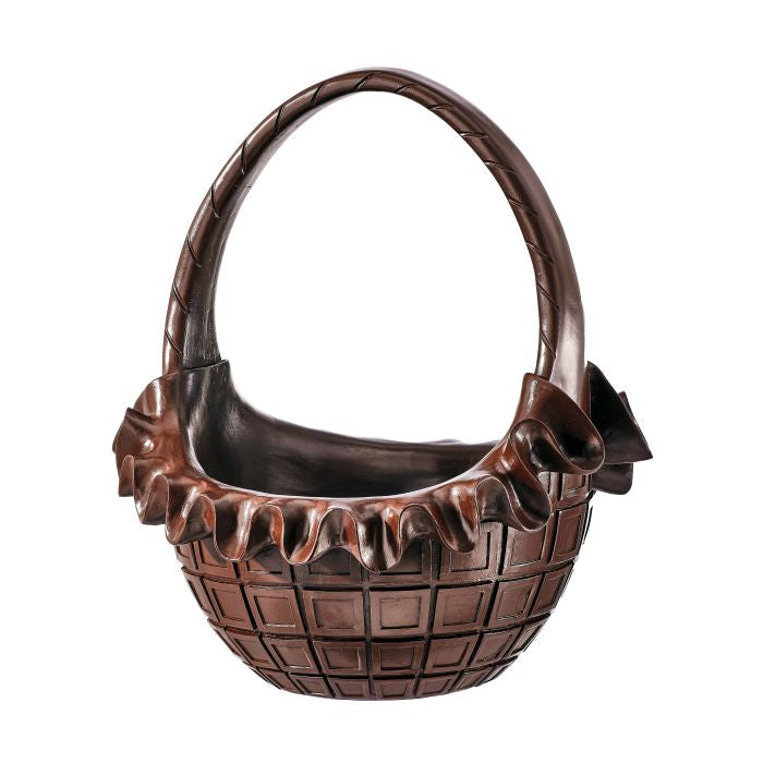 Chocolate resin Easter basket with a curved handle