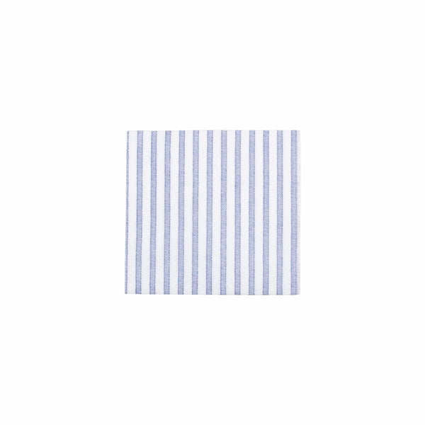 Papersoft Cocktail Napkins with blue and white vertical stripes.