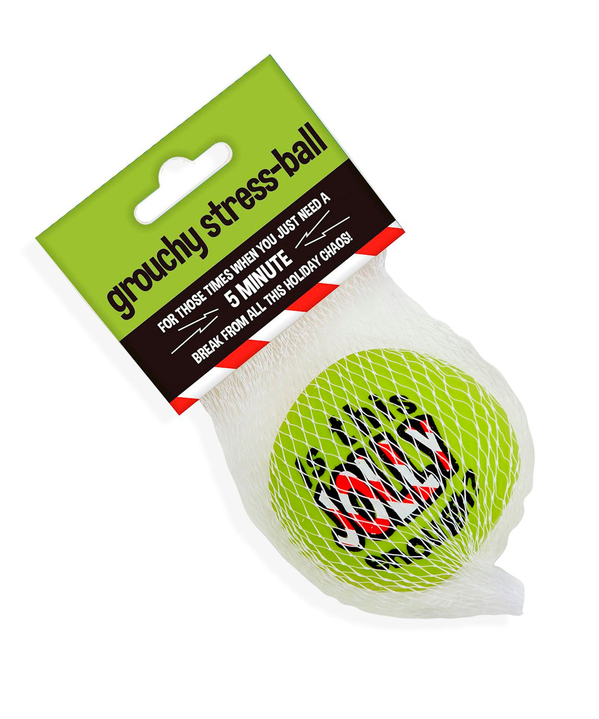 Grouch Stress Ball: a green TPR squishy toy filled with water and glycerol.