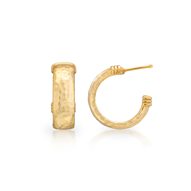 Cleopatra Classic Small Hoop Earrings in hammered 18K gold over brass.