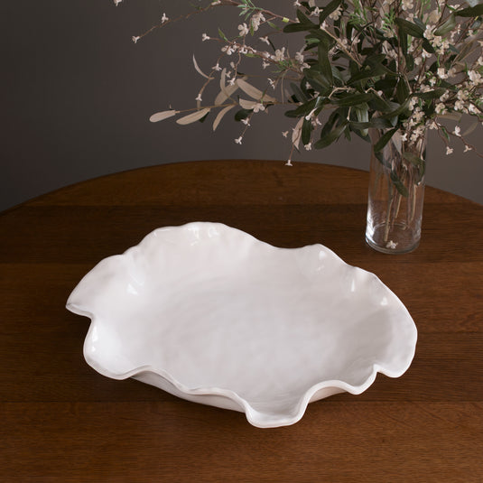 White extra large rectangular melamine platter with subtle Havana-inspired pattern