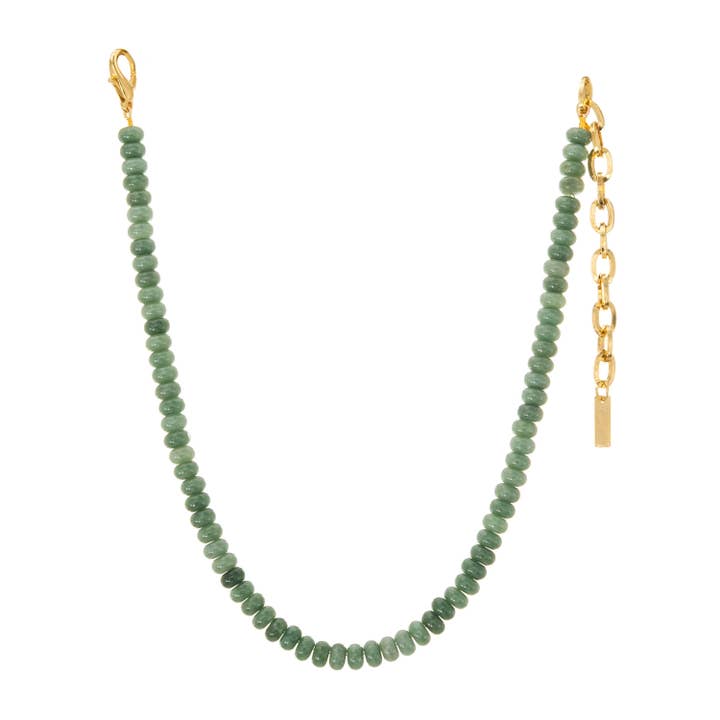 Antique gold-plated brass necklace with sparkly beads on a 14.75-inch chain.