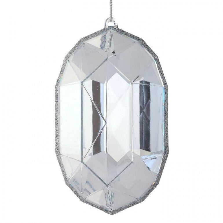6.5-inch oval acrylic ornament with a precious gem center.