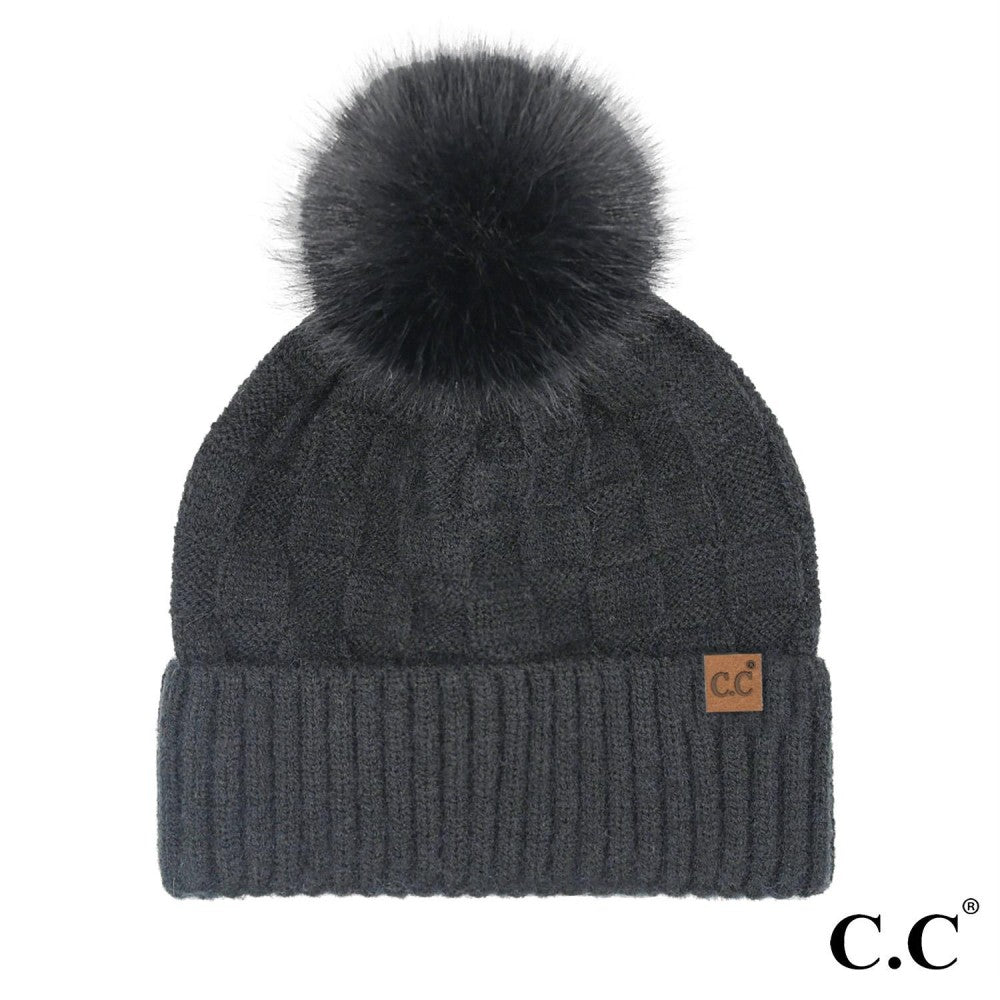 Weaving Texture Pom Beanie