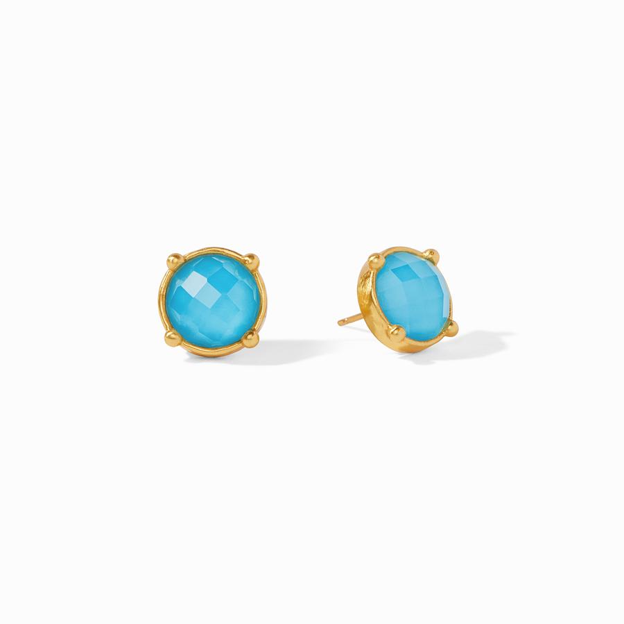 Rose cut imported glass gemstone in a lightly hammered gold bezel with raised beads and mother of pearl accents.