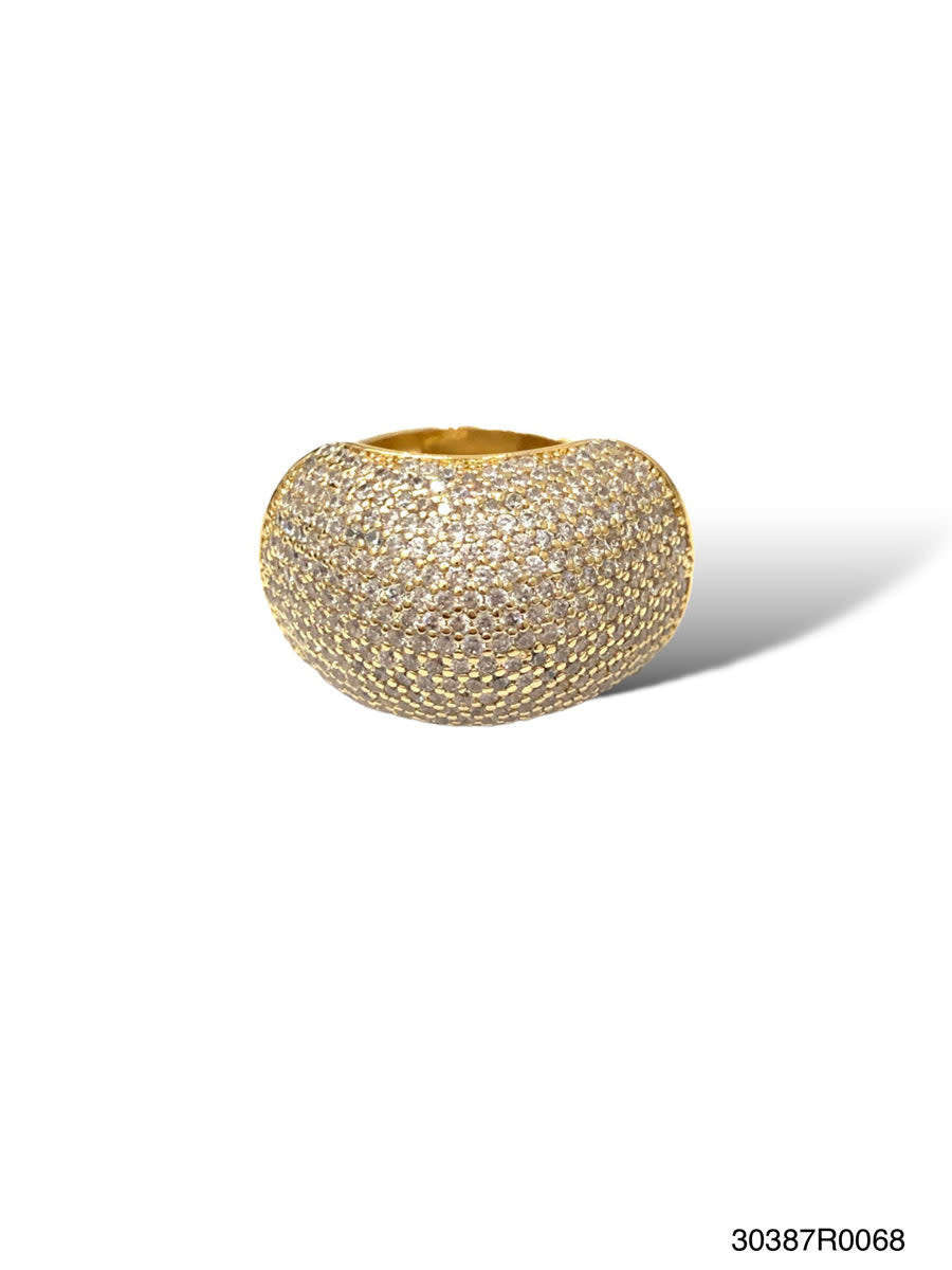 Gold Othelia pave ring with a sleek band featuring intricate stone detailing.