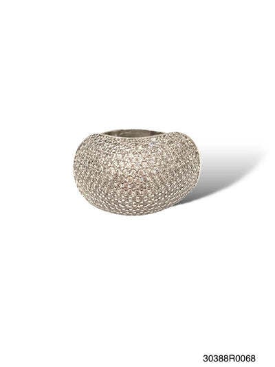 White gold Othelia pave ring with a sleek band featuring a continuous pattern of small diamonds.