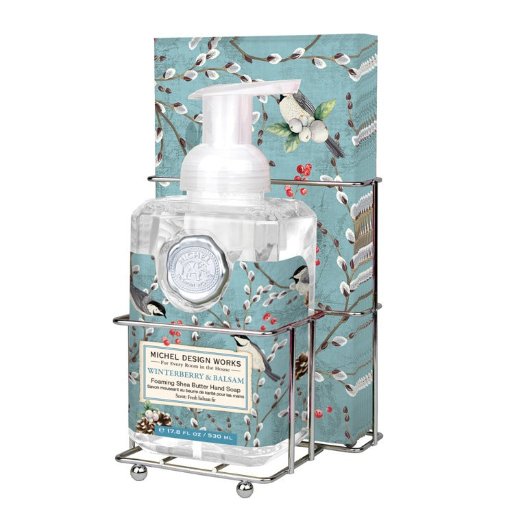 Foaming hand soap dispenser with a pack of napkins