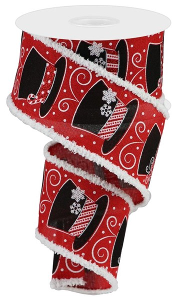 A roll of white polyester drift ribbon featuring a snowman print pattern.
