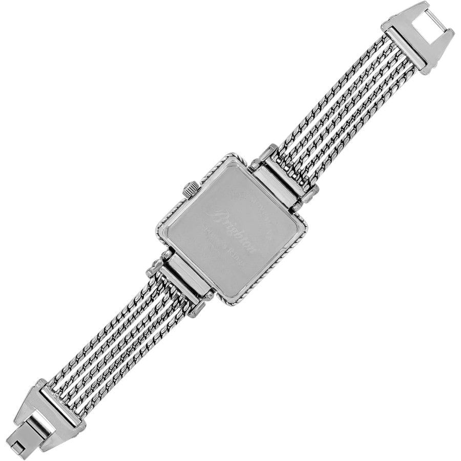 Back view of Neptune's Rings Watch showing the silver-tone square case and multi-strand chain band.