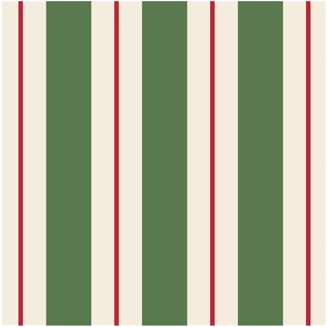 Green & Red Awning Stripe Cocktail Napkin