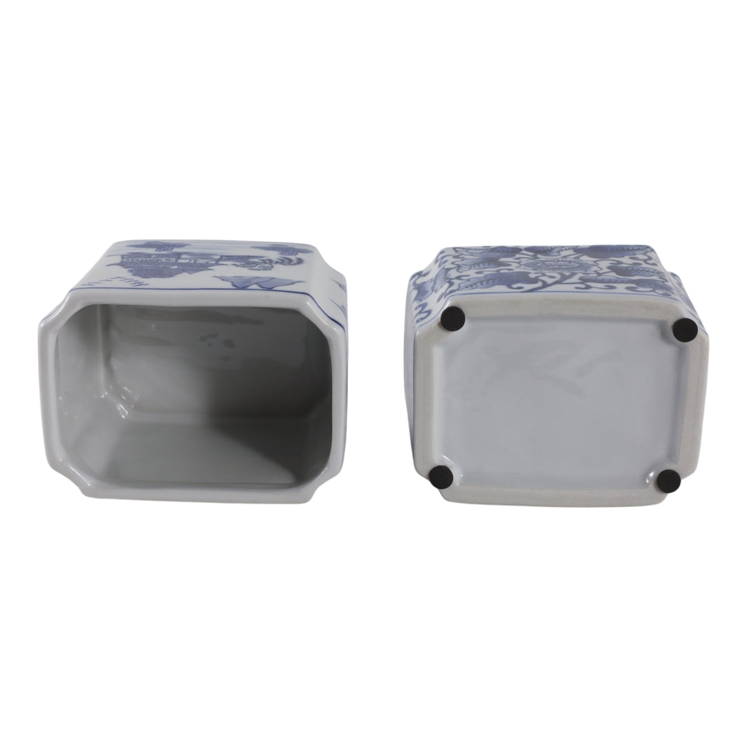 Blue/White Ceramic Rectangle Pencil Cup - Sold Individually