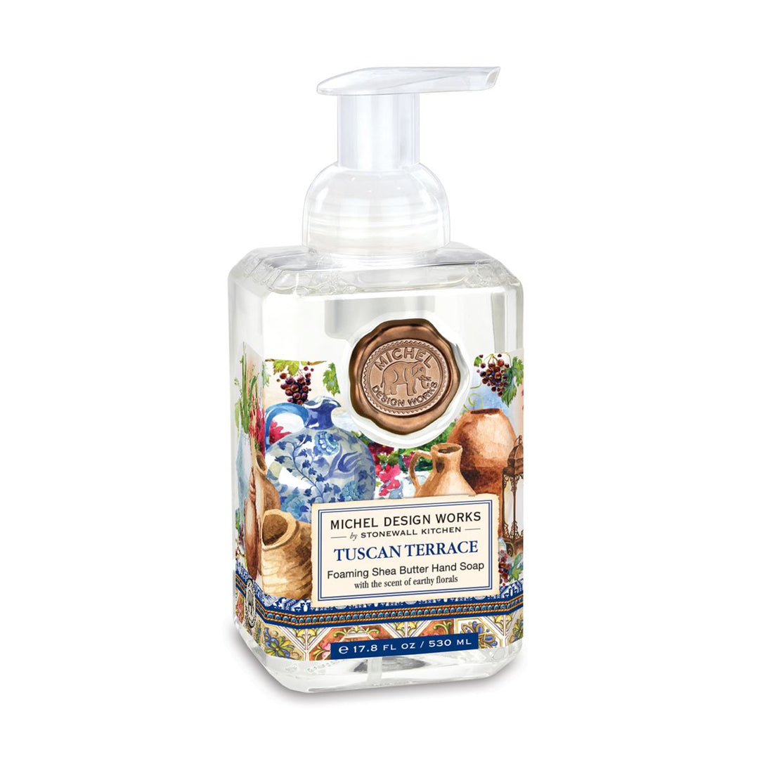 Spring Foaming Soap bottle with a pump dispenser in light blue packaging.