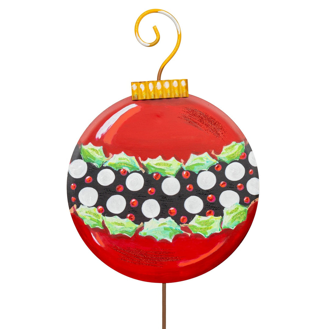 Elegant Dot Ornament stake with a white finish featuring black dot patterns on its vertical surface.