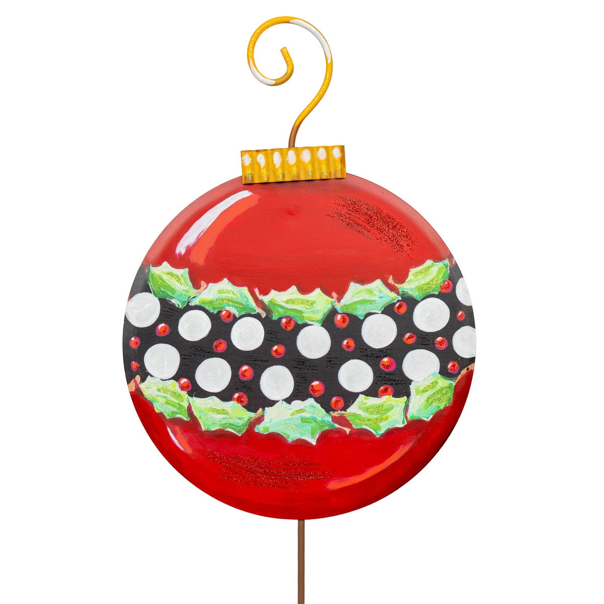 Elegant Dot Ornament stake with a white finish featuring black dot patterns on its vertical surface.