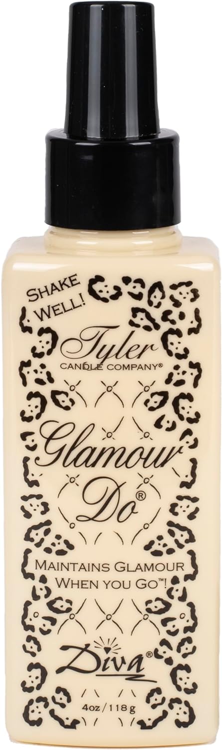 Tyler Candle Company Glamour Do Diva toilet spray in a 4oz leopard print bottle.