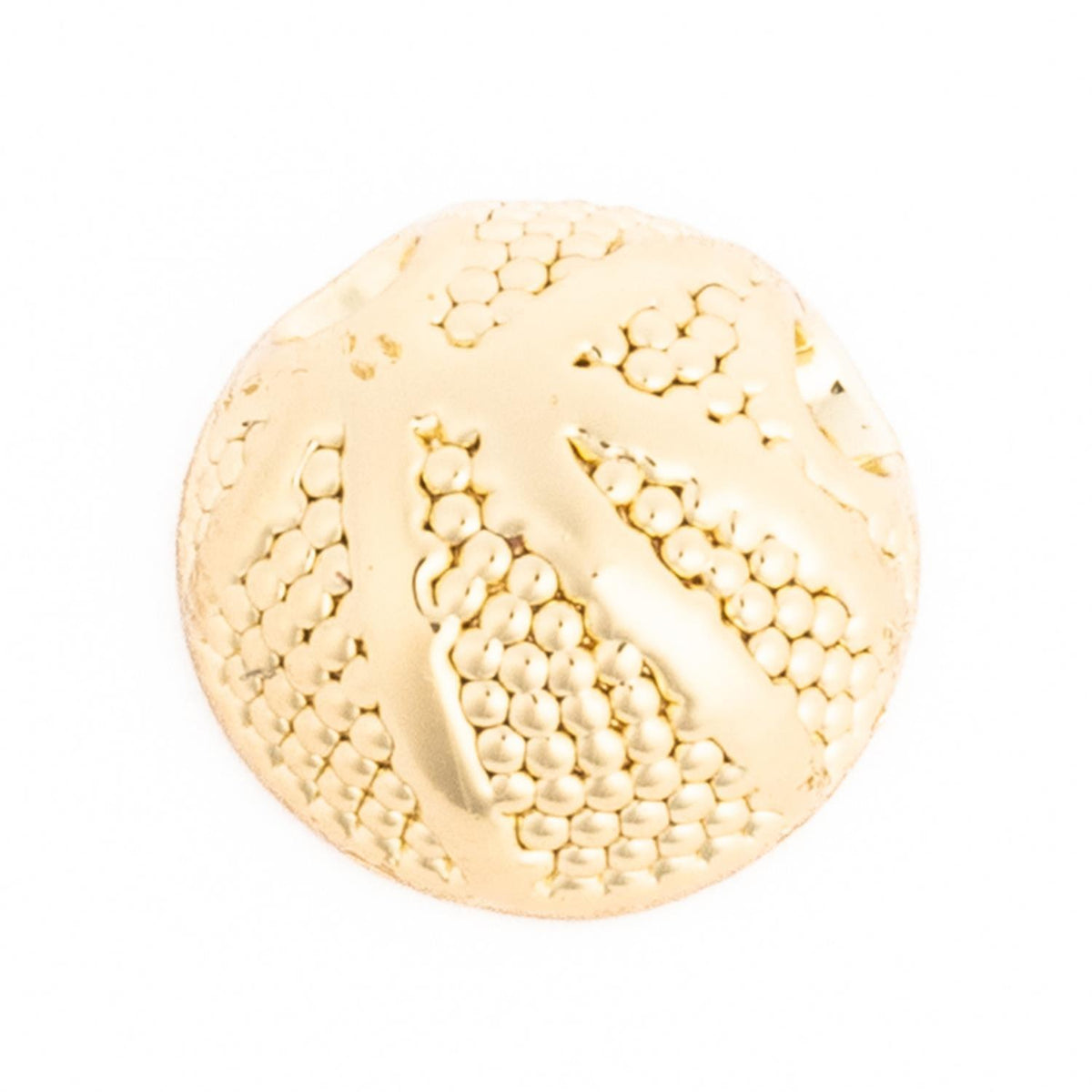 Round gold-tone Charm Luxe Sport bead with textured pebble patterns and smooth raised sections.