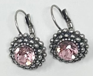 Classic single stone earring dot in gold-tone metal with a small round clear gemstone.
