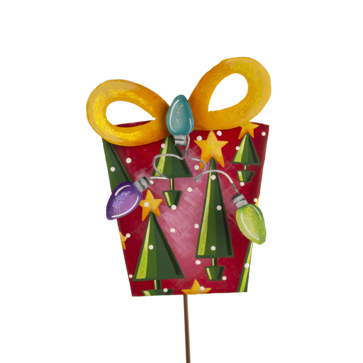 Merry & Bright string light gift package with stake/hang function in a rectangular box.