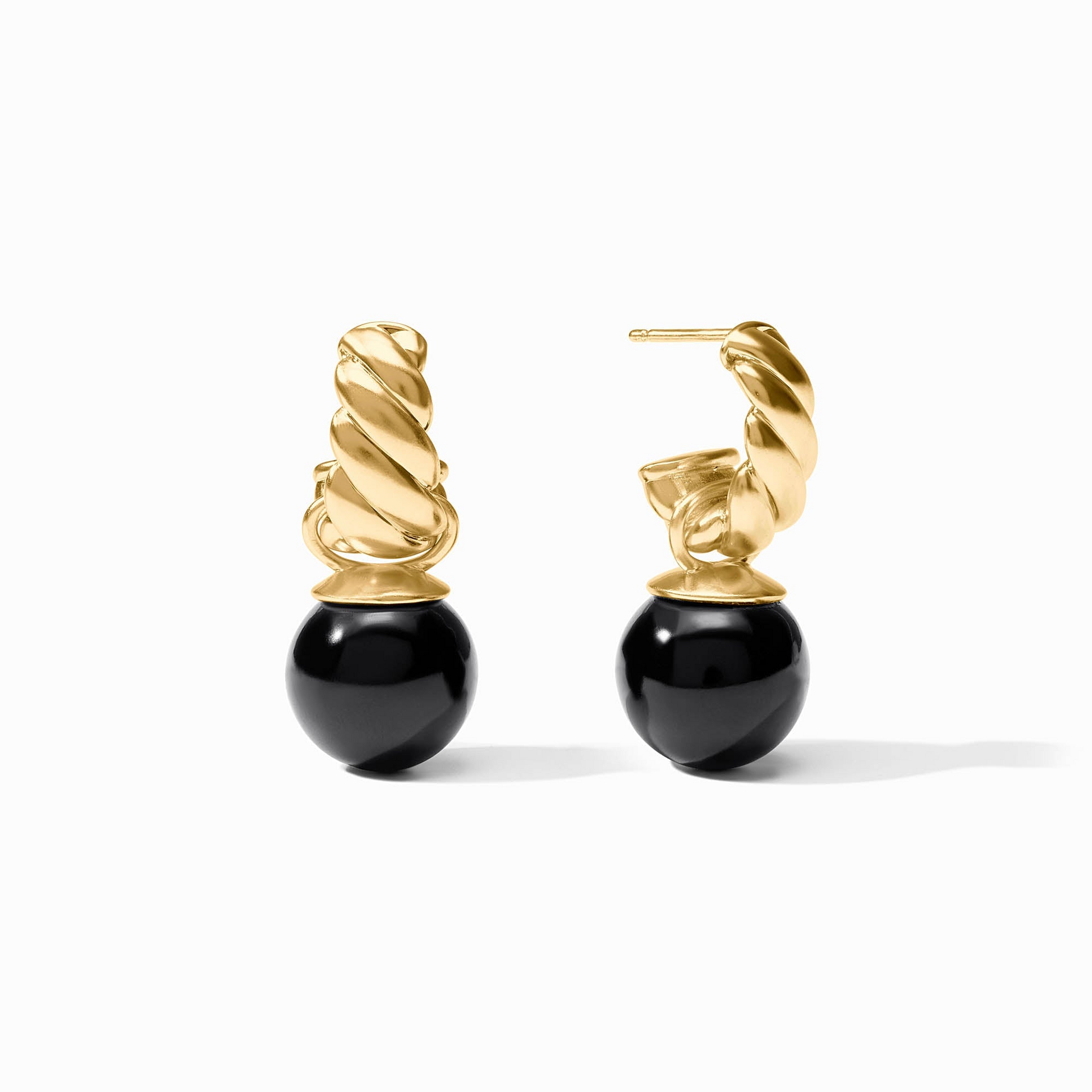 Ravello Hoop & Charm Earrings in 24K gold plate with black resin bead charms.